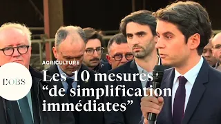 Gabriel Attal annonce aux agriculteurs "dix mesures de simplification immédiates"