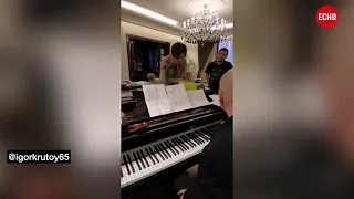 Dimash   New song Your love  Igor Krutoy Lara Fabian and Erlan Bekchurin   rehearsal SUB