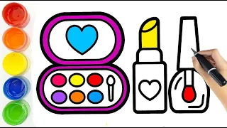 Makeup Drawing Easy || How to Draw Makeup Set For Kids || Easy Makeup Things