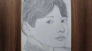 Pencil sketch Drawing of BTS (Jungkook) || Drawing Tutorial - Face Drawing ||  防弾少年団  - BTS Drawing