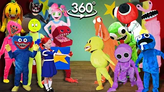 VR 360° New Rainbow Friends VS New Poppy Playtime In Real Life 🎶 Friday Night Funkin' Remake Ver