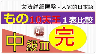 中級３【完】《もの》十大句型大彙整！-大家的日本語句型統整中級3【第18課 -8】(JLPT/N4、N3、N2 /中級日文/日語文法/日本語能力試驗）