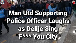 Man Utd Police Officer Laughs as Delije Sing "F*** You City"  Manchester City 3 - Crvena Zvezda 1