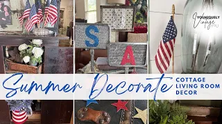 Summer Cottage 🇺🇸Patriotic Vintage Decor Living Room❤️🤍💙