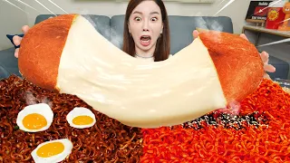 ENG SUB) Amazing Giant Size Cheese Ball 🧀 Challenge ! with Buldak Ramen Recipe Mukbang ASMR Ssoyoung