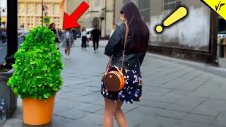 Bushman Prank! Scared the Beautiful Girls on the Street of Moscow