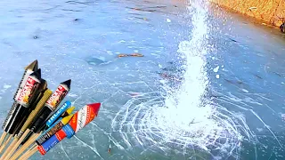 Experiment: Rockets under ice | Fireworks explosion