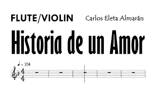 HIstoria de un Amor Flute Violin Sheet Music Backing Track Partitura Olivia Newton John