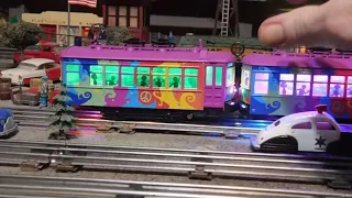 Two Lionel Trippy Trolley's Play Bump and Go.  Rainy Day Fun with Lionel
