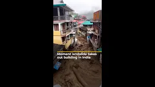 Moment landslide takes out building in India | AJ #shorts