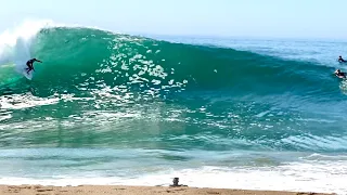 Surfers charge The Wedge on big High Tide !!! - RAW FOOTAGE