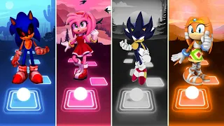 Sonic exe 🆚 Amy Rose Sonic 🆚 Dark Blue Sonic 🆚 Sonic Boom | Sonic Tiles Hop Music Gameplay