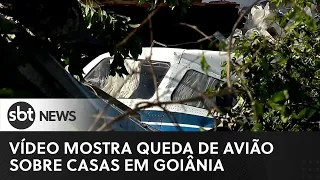 Vídeo mostra momento em que avião cai sobre casas em Goiânia | #SBTNewsnaTV (24/03/23)