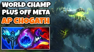 I laned with World Champion CoreJJ using Off-Meta AP Chogath Bot | Off- Meta Climb | 13.17