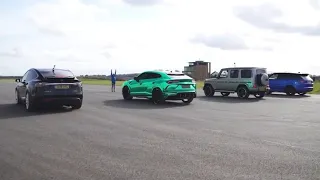 Lamborghini Urus VS Tesla Model X VS Mercedes AMG G63 VS Range Rover Sport SVR which of these would