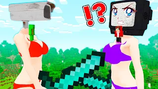 JJ TV WOMAN vs Mikey CAMERA WOMAN GIANT in VILLAGE in Minecraft! JJ Save Village Minecraft - Maizen