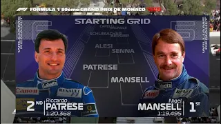 The 1992 Monaco Grand Prix grid in today's graphics