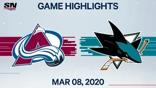 NHL Highlights | Avalanche vs Sharks – Mar. 8, 2020