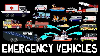 Emergency Vehicles 3 | Police Car, Ambulance, Fireboat, Ladder Truck | DinoJordan