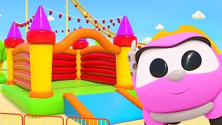 Lea the Truck & vehicles for kids. A bouncy castle. Animated videos for babies.