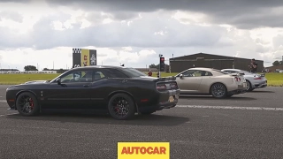 Drag race | USA v Europe v Japan | Dodge Challenger Hellcat vs Porsche 911 Turbo S vs Nissan GT-R