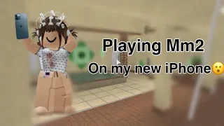 Playing mm2 at my new iPhone😮? #roblox #robloxgame #mm2 #mobile