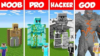 Minecraft Battle: NOOB vs PRO vs HACKER vs GOD: INSIDE GOLEM HOUSE BASE BUILD CHALLENGE / Animation