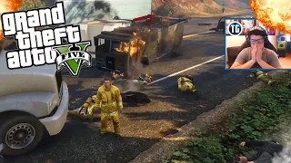 GTA 5 BE A FIREFIGHTER MOD, PART #2 - OH THE HUMANITY! (GTA 5 Funny Moments)