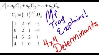 Mr Troy Explains 4x4 Determinants with Minors and Cofactors
