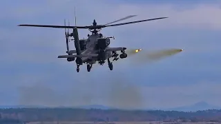 Apache Helicopter Gunships On The Target Range