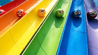 1000 Marbles  Super Slide Marble Run Race vs Water Balloons | Colorful Pop Tubes | ASMR Whirlpool 5A