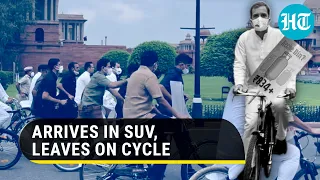 Why Rahul Gandhi rode a cycle to Parliament after joint Opposition meeting