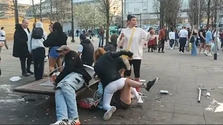 Fighting In Piccadilly Gardens (wtf)