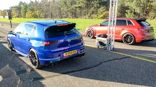 400+HP Volkswagen Golf 8R with Decat Akrapovic Exhaust! LOUD Accelerations!