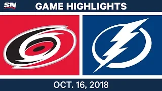 NHL Highlights | Hurricanes vs. Lightning - Oct. 16, 2018