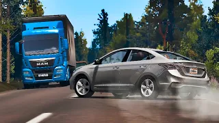 BeamNG Drive - АДская Авария Hyundai Solaris На Скорости 190 км/ч