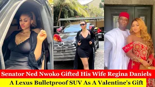 Senator Ned Nwoko Gifted His Wife Regina Daniels, A Lexus Bulletproof SUV As A Valentine's Gift