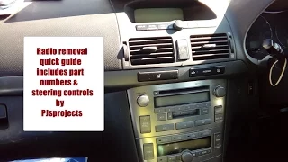 Toyota Avensis 2003 - 2009 radio removal guide inc steering controls