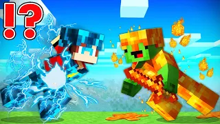 STORM Armor JJ vs VOLCANIC Armor Mikey Battle in Minecraft - Maizen JJ and Mikey