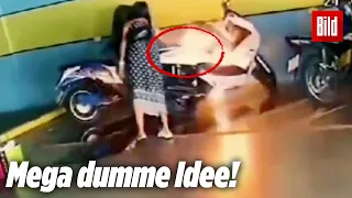 Frau zündet aus Rache Motorrad ihres Ex-Freundes an (nicht nachmachen!)