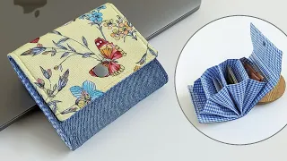 DIY Easy Small Floral and Denim Accordion Wallet | Old Jeans Idea | Wallet Tutorial | Upcycle Craft