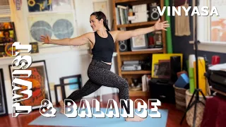 30-Minute Vinyasa Yoga At Home | Balance & Twist - Full Body Flexibility Class