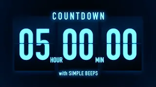 5 Hours Flip Clock Timer / Simple Beeps 🔵