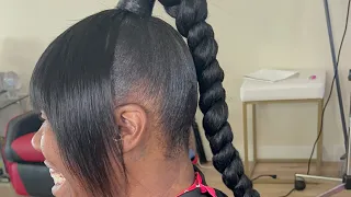 Ponytail with bangs & Braid | Afreezm Braid | Alopecia Client | Tutorial