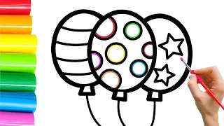 How to draw balloons for kids step by step | 子供用の風船を段階的に描く方法 | 아이들을위한 풍선을 단계별로 그리는 방법
