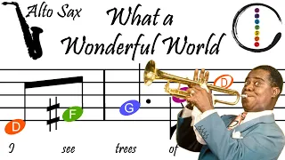 What a Wonderful World - Alto Saxophone Beginner Sheet Music with Easy Notes & Letters