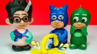 PJ Masks Play-Doh Episodes: Romeo's Toilet Gun with Owlette, Gekko, Catboy