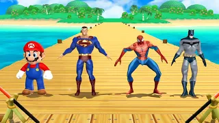 Mario Party 9 MiniGames - Mario Vs Batman Vs Spider Man Vs Super Man (Master Cpu)