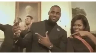 Kyrie Irving, Lebron James and the Cavaliers Mannequin Challenge in the White House