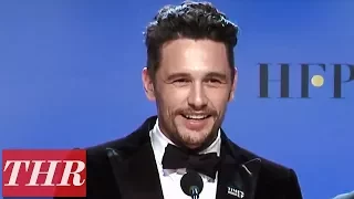 2018 Golden Globe Winner James Franco on Tommy Wiseau & Dave Coming Onstage for His Win | THR